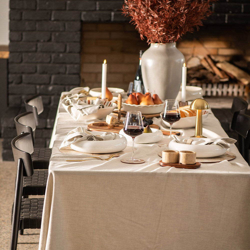 Herringbone Tablecloth Melange Beige 150x250