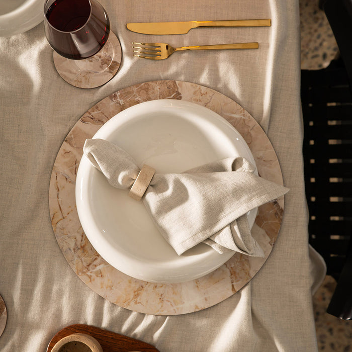 Travertine Cork Backed Round Coaster Set/4 11cm