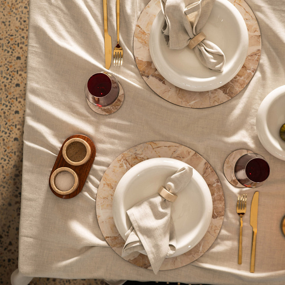 Herringbone Tablecloth Melange Beige 150x250