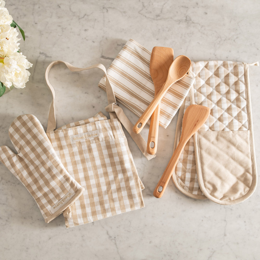 OVEN MITT Double Beige Gingham 18x90cm