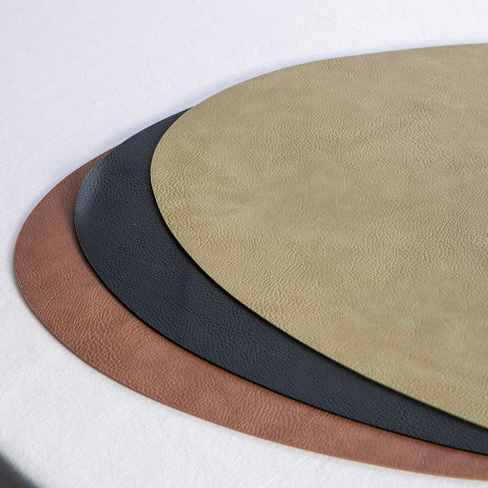 Black Pebble Shape 37x44cm PU Faux Leather Placemat