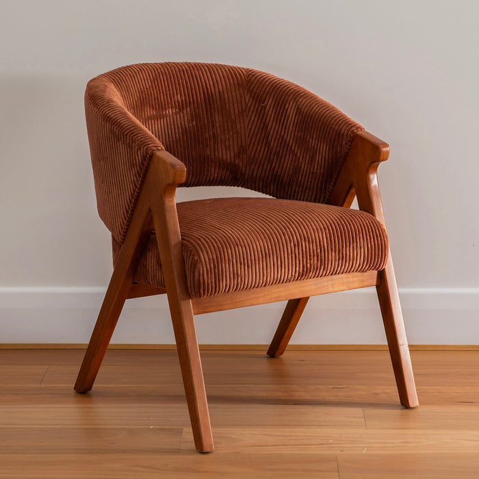 CHAIR Rocket Ribbed Rust 65.5x70x82.5cm