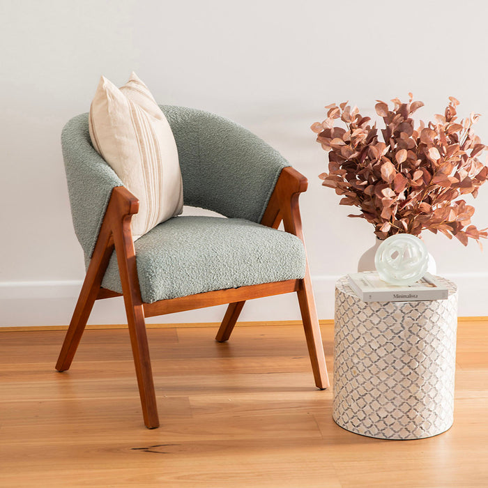 CHAIR Sage Green Boucle 65.5x70x82.5cm