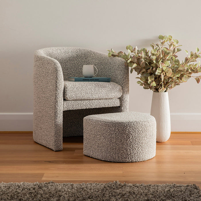 CHAIR & STOOL Boucle White on Charcoal  64.5x63.5x75.5cm