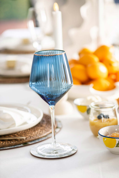 Optic Wine Glass Navy with Gold Rim 720ml