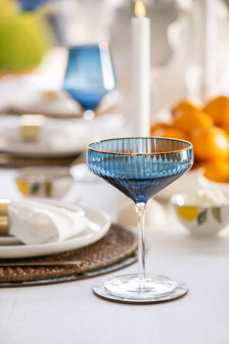 Optic Coupe Glass Navy with Gold Rim 255ml