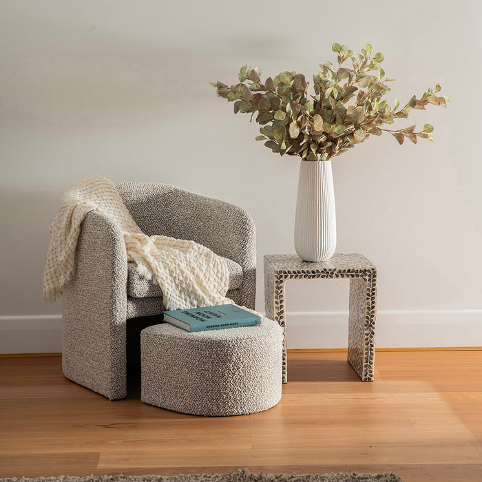 CHAIR & STOOL Boucle White on Charcoal  64.5x63.5x75.5cm