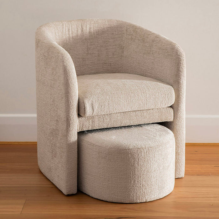 CHAIR & STOOL Solo Chanille Champagne 64.5x63.5x75.5cm