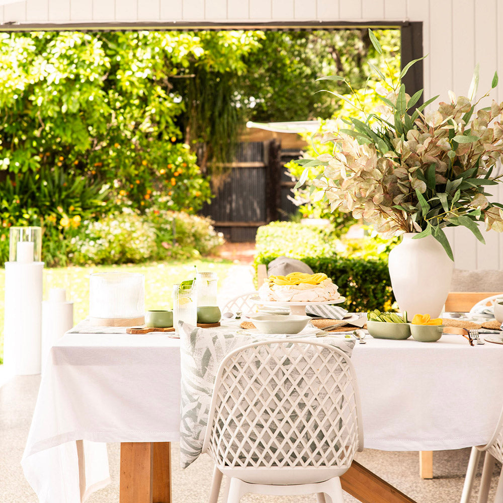 Hem Stitch Tablecloth White 150x350