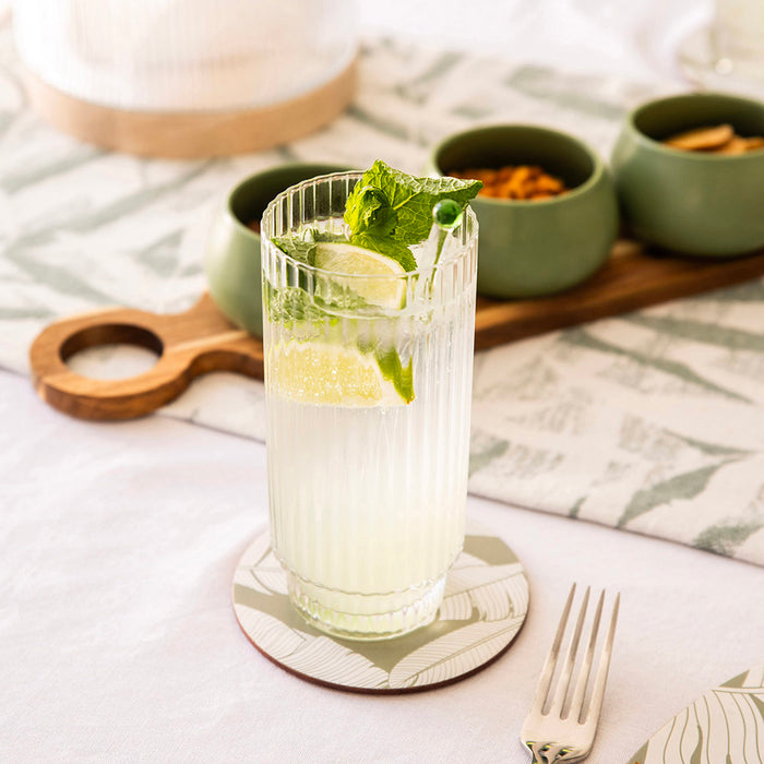 Tropical Cork Back Round Coaster Set/4 10cm