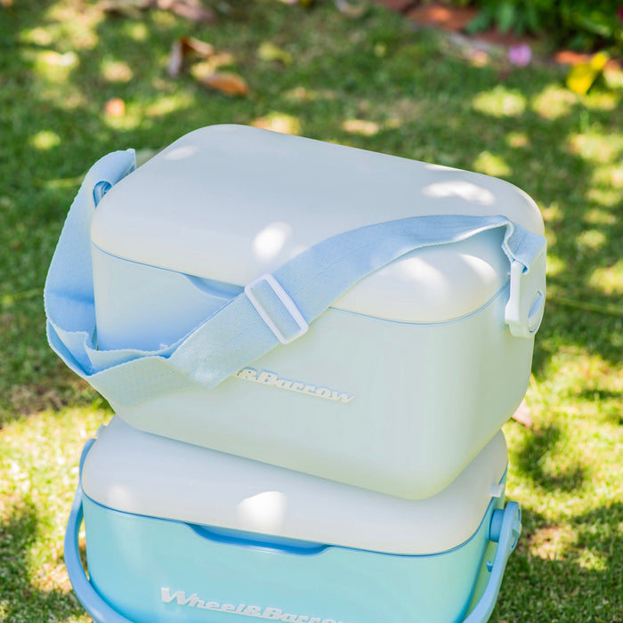 COOLER BOX with Handle & Strap Light Blue/White