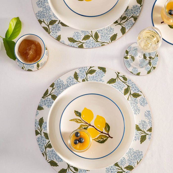 Hydrangea Cork Backed Round Placemat Set/4 37cm