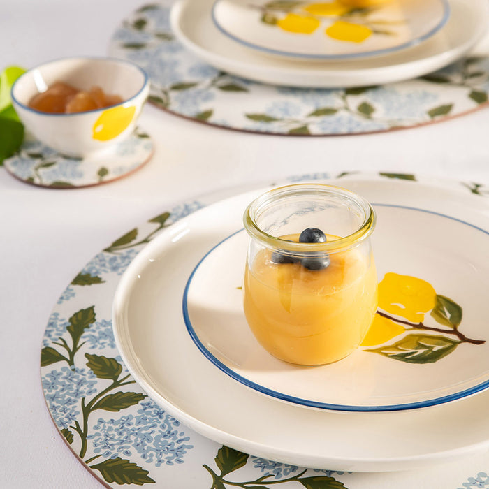 Hydrangea Cork Backed Round Placemat Set/4 37cm