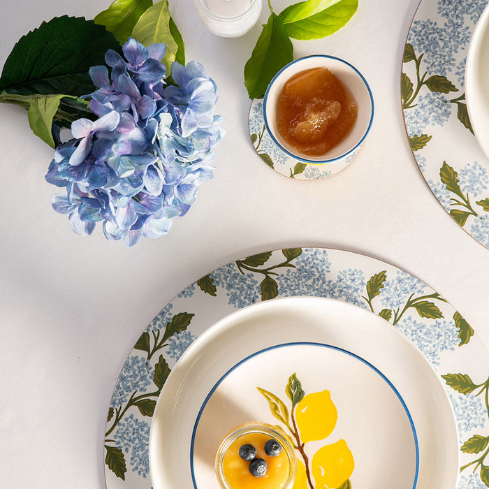 Hydrangea Cork Backed Round Placemat Set/4 37cm
