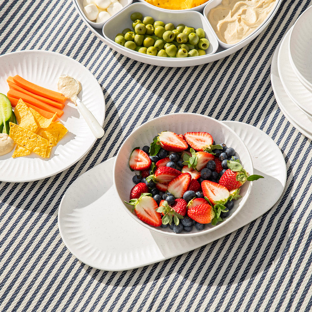 Speckle White Ripple Oval 37x20cm Melamine Platter