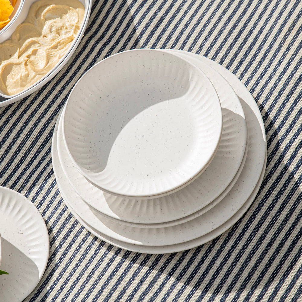 Speckle White Ripple Round 30cm Melamine Plate