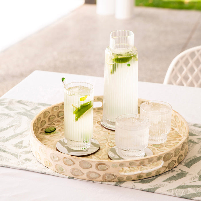 Fishscale Green Capiz Tray 40cm