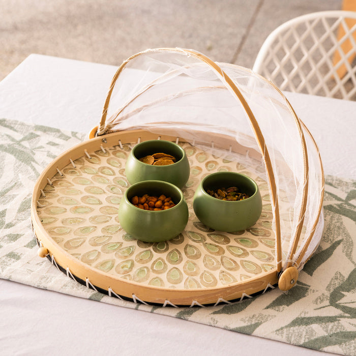 White Capiz Food Cover 40x3cm