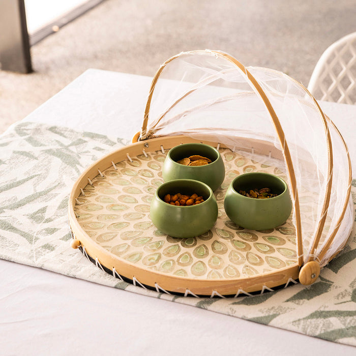 Cotton/Linen Runner Green Bamboo Design