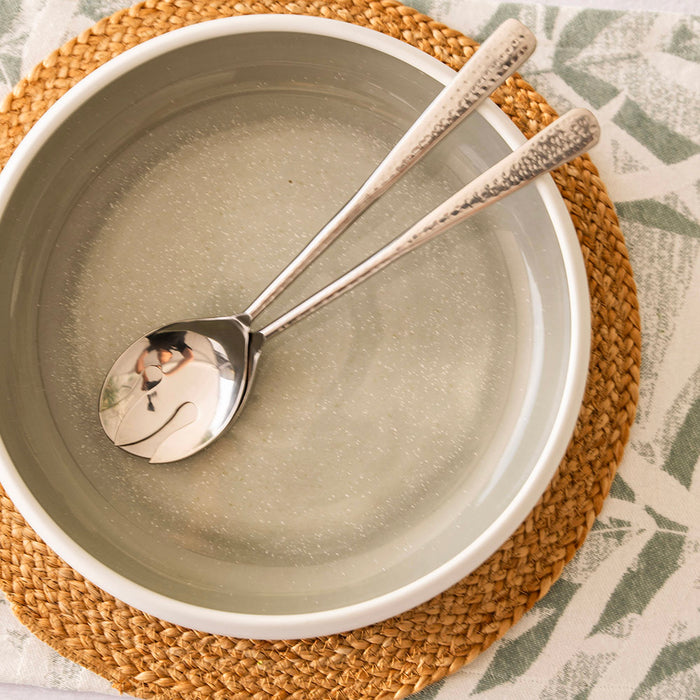 White & Green Reactive Round Bowl 28cm