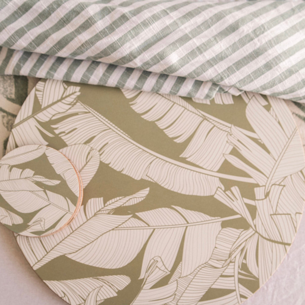 Tropical Cork Back Round Placemat Set/4 37cm