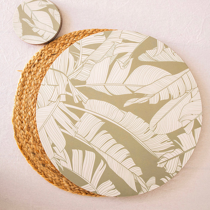 Tropical Cork Back Round Placemat Set/4 37cm