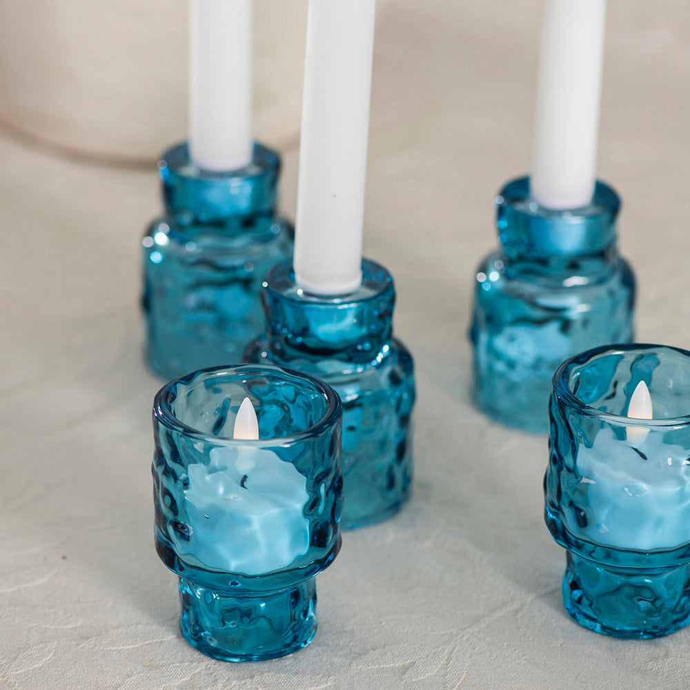Glass Candle Holder Aqua