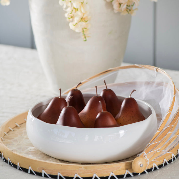 Porcelain Wave Rim Round Bowl White 27cm