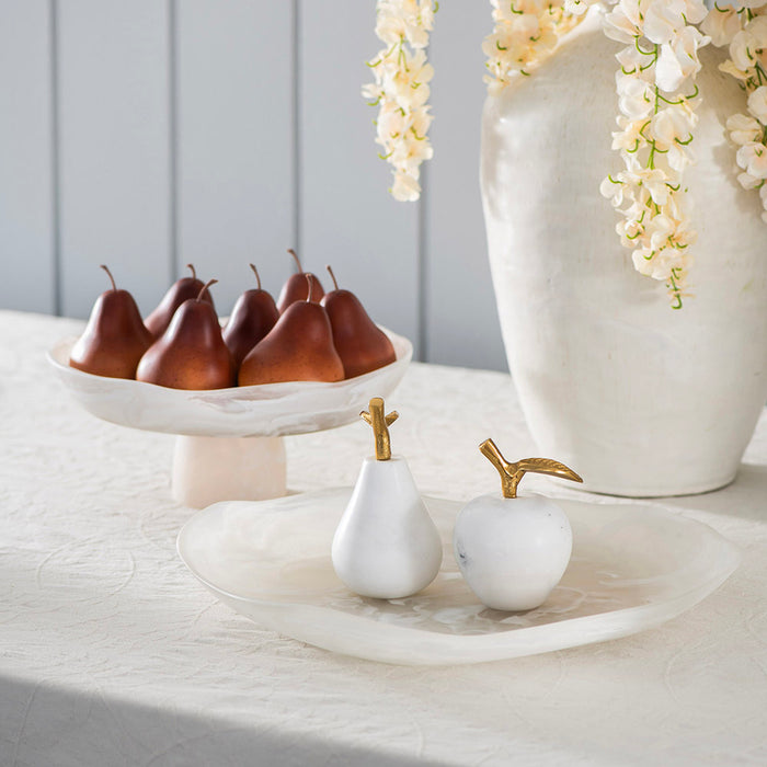 White Resin Footed Bowl 28x12.5cm