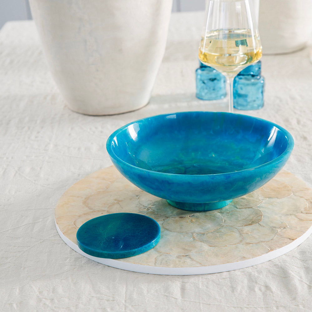 Ocean Resin Footed Bowl 24x8cm