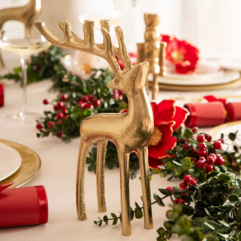 Antique Gold 27cm Reindeer Ornament