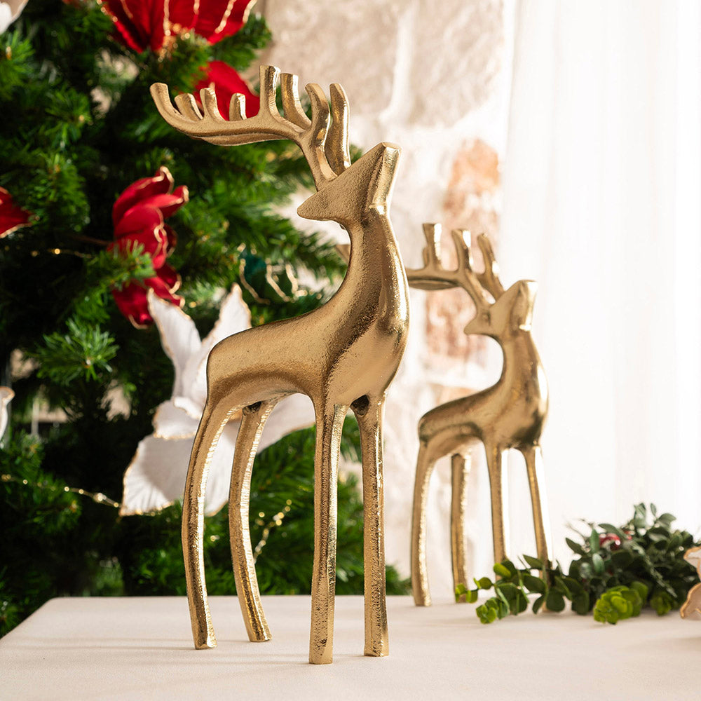 Antique Gold 32cm Reindeer Ornament