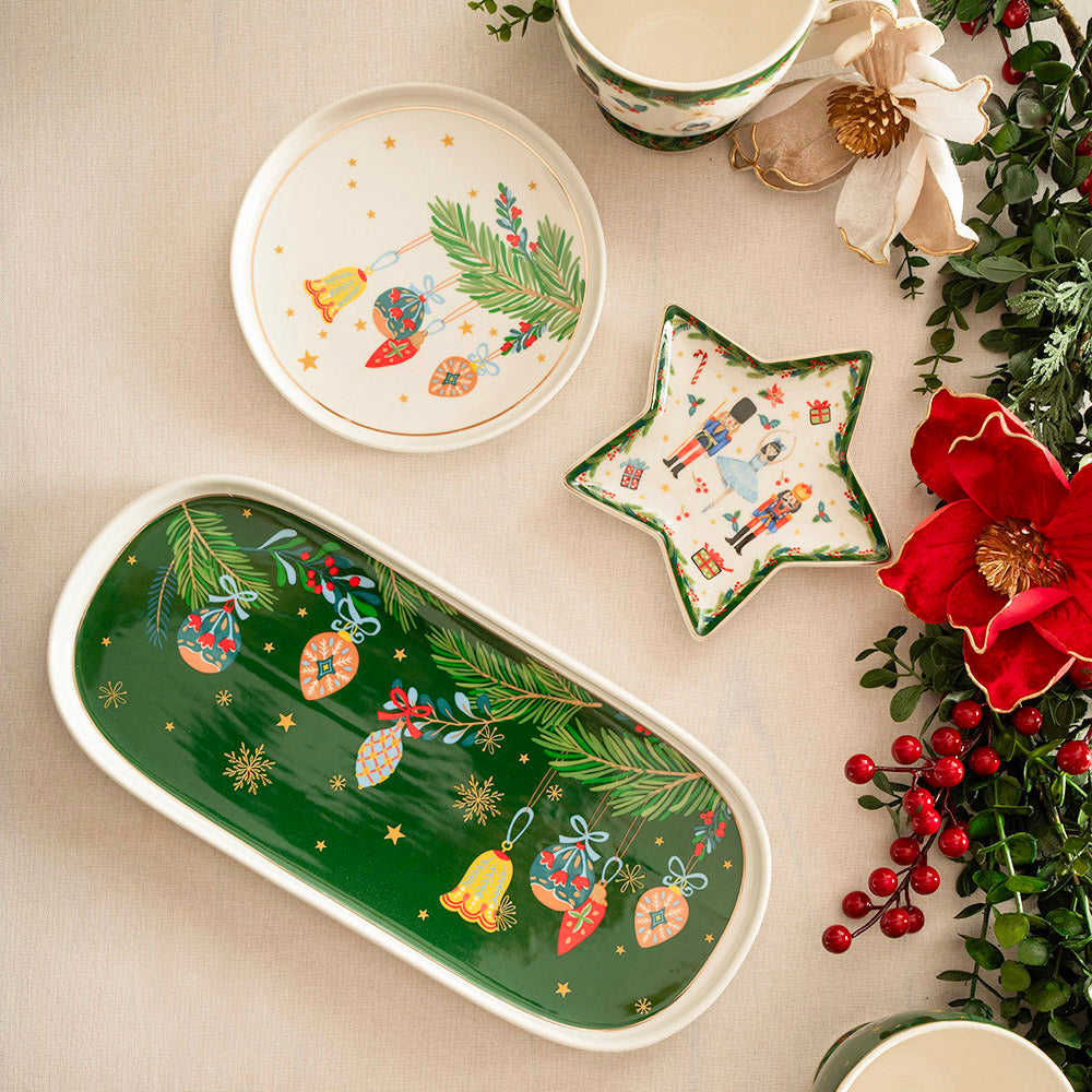 Nutcracker White Baubles Round 17cm Plate