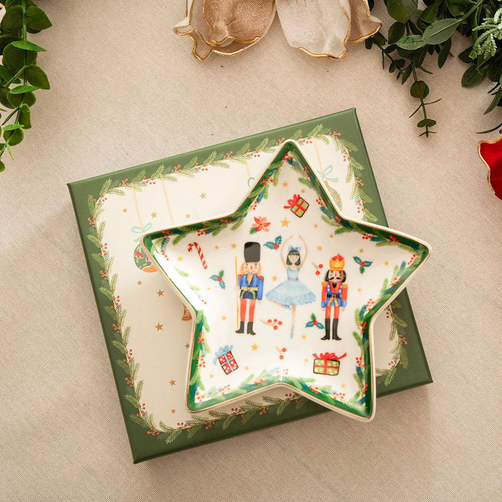 Nutcracker Green 15cm Star Shape Plate