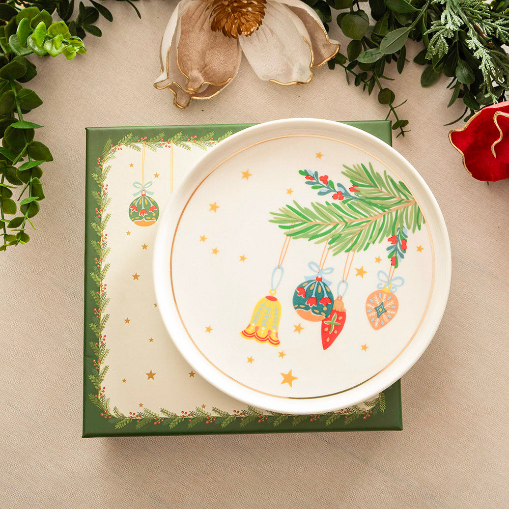 Nutcracker White Baubles Round 17cm Plate