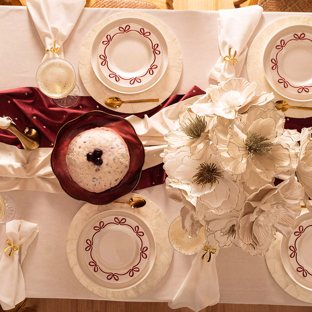 Pearl & Burgundy Florette 21x2cm Plate