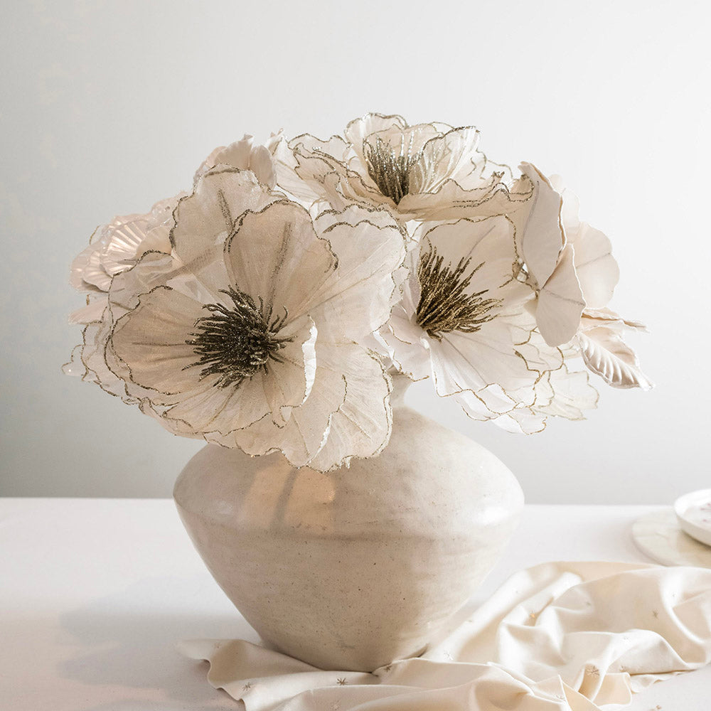 Champagne & White Sheer 24cm Artificial Flower Stem