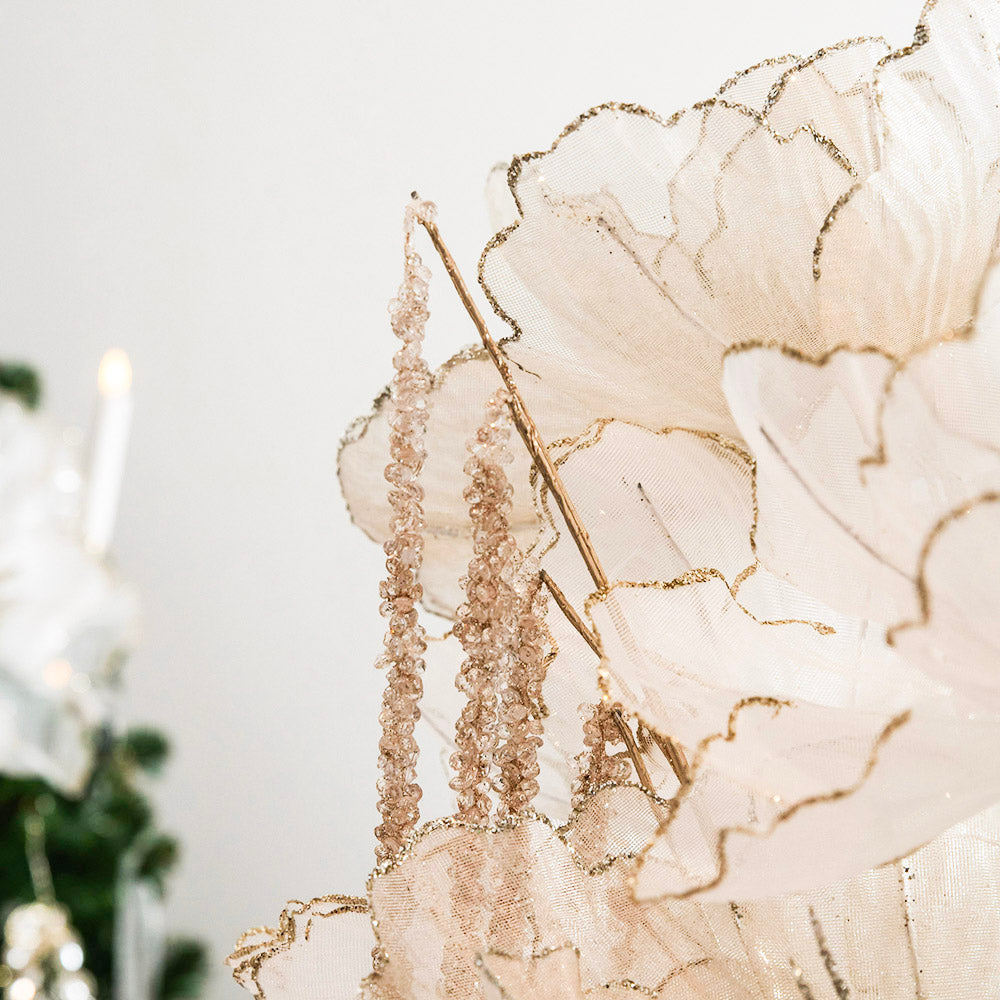Drooping Gold Bead Decorative Spray Stem 64cm