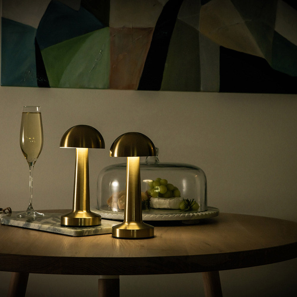 Portable Gold Mushroom Table Lamp with USB