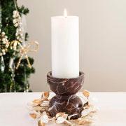 Red 10x11cm Levanto Marble Pillar Candle Holder