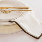 White with Coffee liqueur Edge Stitch 45cm Napkin