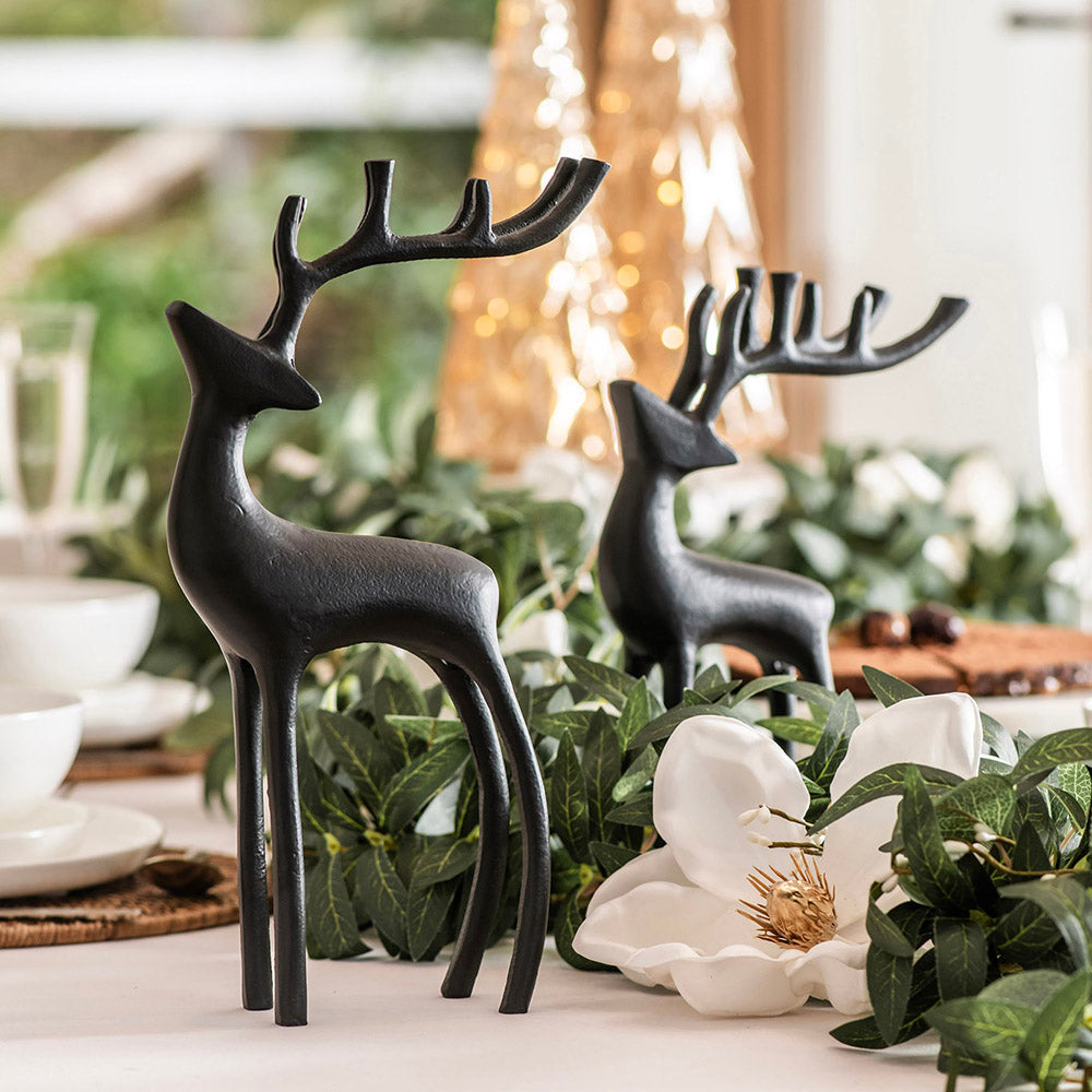 Matt Black 32cm Reindeer Ornament