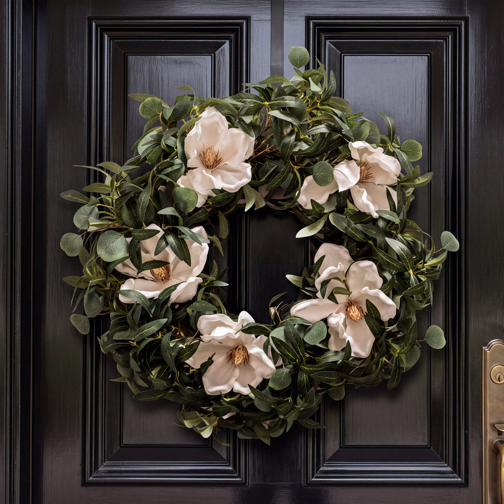 Eucalyptus with White Flowers Wreath