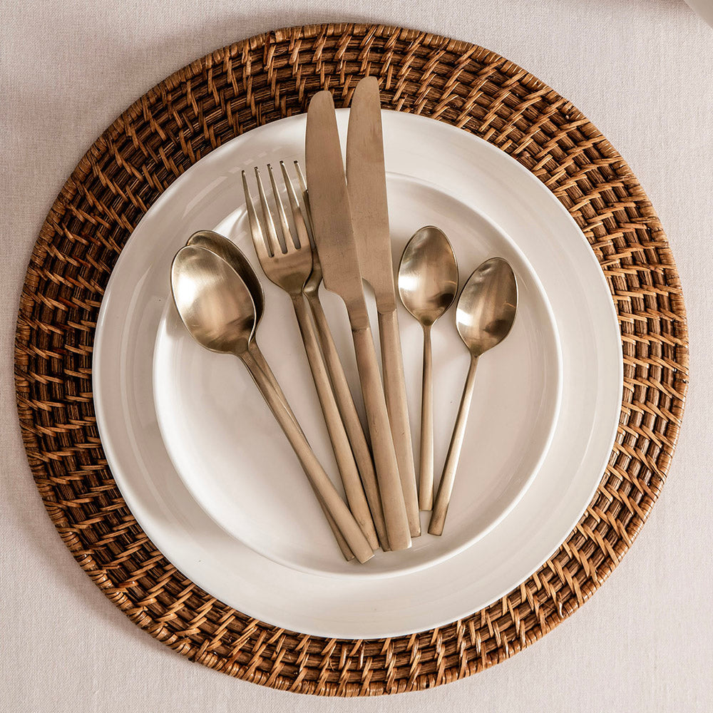 Brushed Champagne Gold 16pc Stainless Steel Cutlery Set