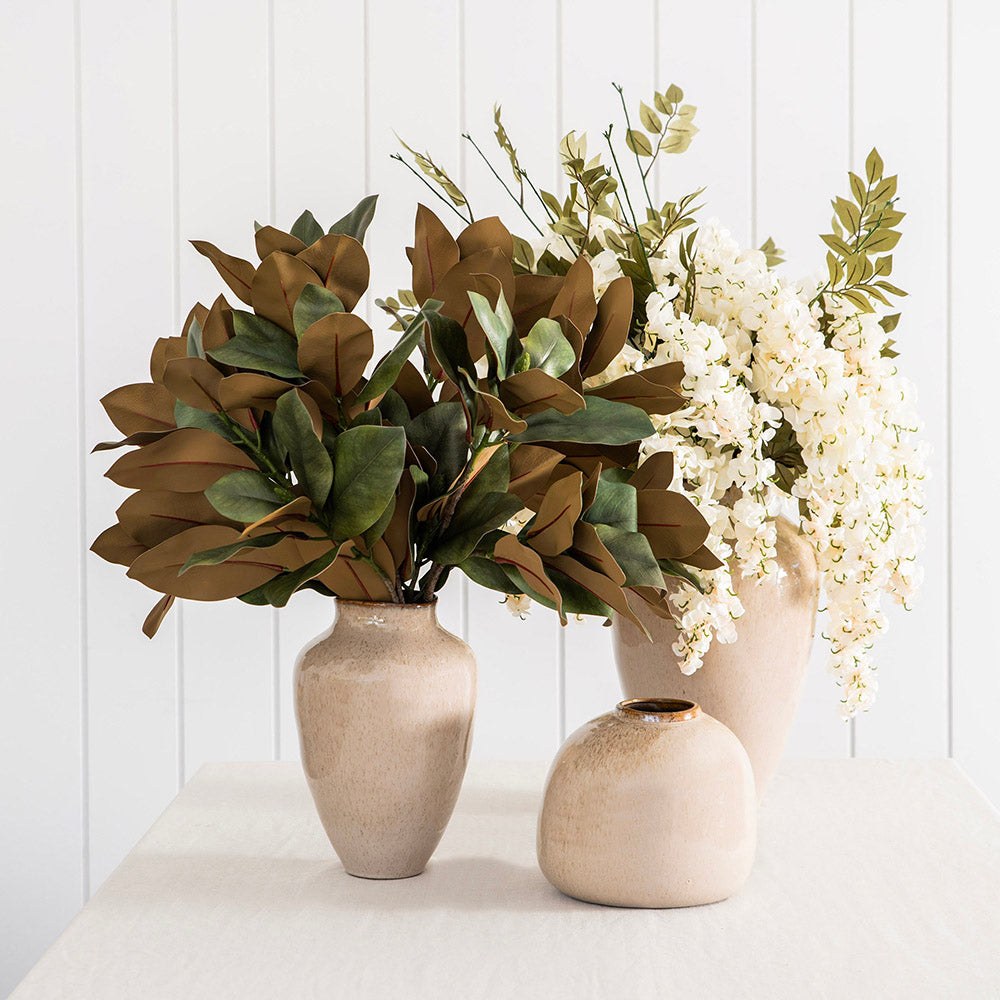 Reactive Tan Urn Vase Small