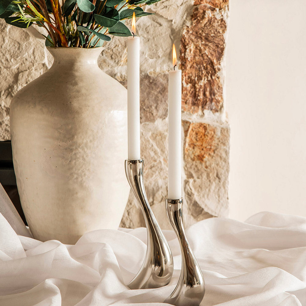 Nickel 18.5cm Taper Candle Holder
