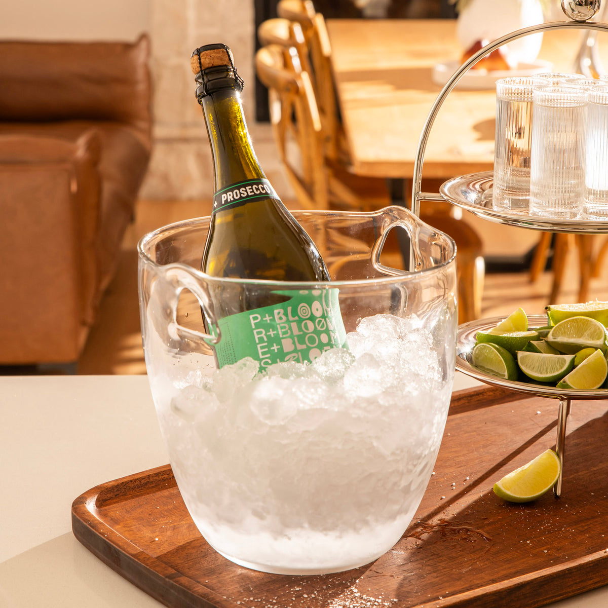 Clear 25cm Glass Ice Bucket