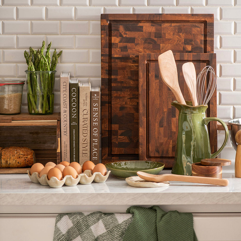 Rectangle 51x38x5cm Acacia Wood End Grain with Groove Chopping Board