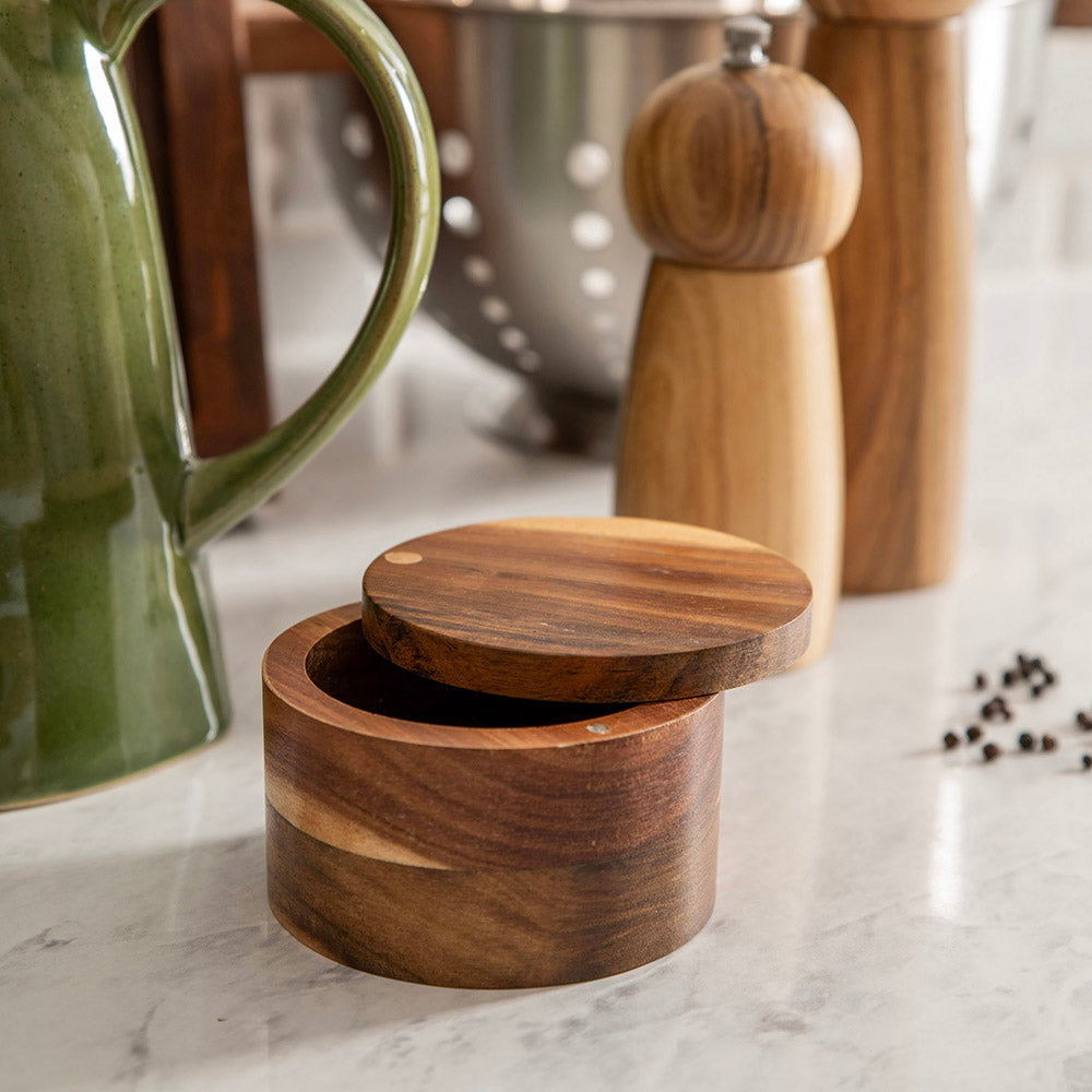Acacia Wood Salt Pot