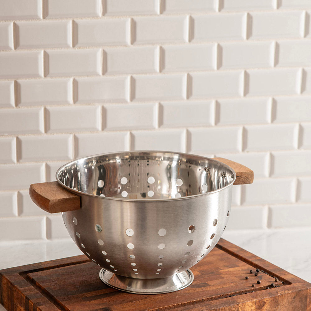 Stainless Steel Colander with Wood Handles